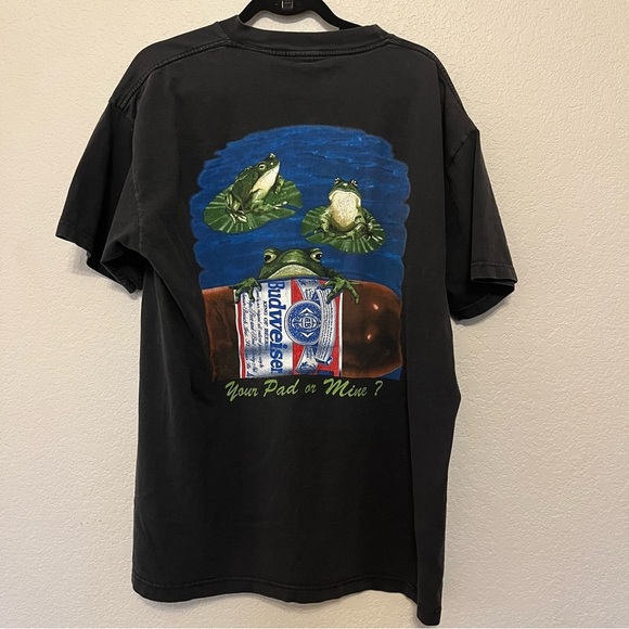 BUD Budweiser Frog Your Pad or Mine Vintage Black T-Shirt for Men Size XL - Picture 8 of 12
